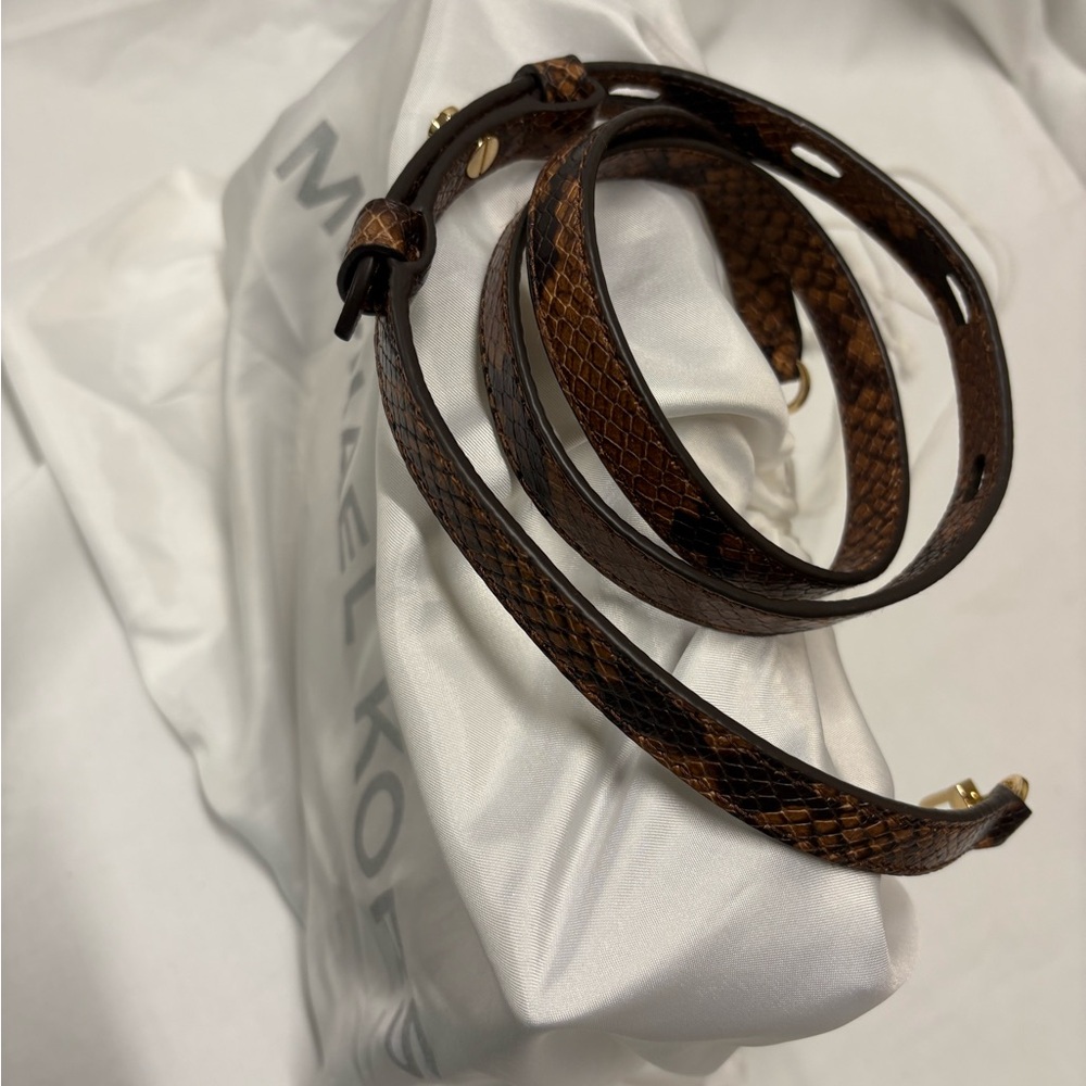 Michael Kors Brown and Black Leather Snake Print Crossbody Strap - Picture 3 of 3